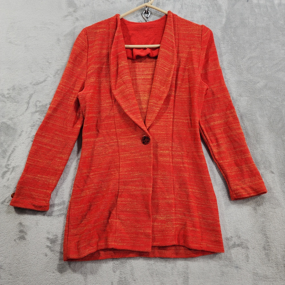 VTG Steve Fabrikant Bergdorf Goodman Blazer Womens S Petite Orange Wool Blend